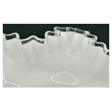 Vintage Silver Crest Fenton Glass Ruffled Edge Bon Bon Dish, Rose Bowl and Bowl
