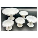 Vintage Fenton Glass - Silver Crest Pattern Compotes