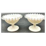 Vintage Fenton Glass - Silver Crest Pattern Compotes