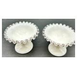 Vintage Fenton Glass - Silver Crest Pattern Compotes
