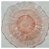 Vintage Pink Depression Glass Set - Large Bowl & Diamond Pattern Tray, Sugar Bowl