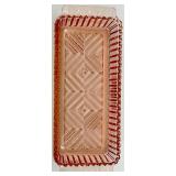 Vintage Pink Depression Glass Set - Large Bowl & Diamond Pattern Tray, Sugar Bowl