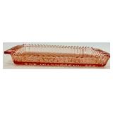 Vintage Pink Depression Glass Set - Large Bowl & Diamond Pattern Tray, Sugar Bowl