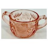 Vintage Pink Depression Glass Set - Large Bowl & Diamond Pattern Tray, Sugar Bowl
