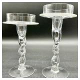 Vintage Glassware Set including Twisted-Stem Candlesticks, Hex Leaf Dish, Tumbler and More