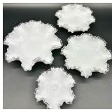 Vintage Fenton Glass Silver Crest Bowls QTY 4