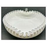 Vintage Fenton Silver Crest Glass Ruffled Edge Dishes - QTY 5