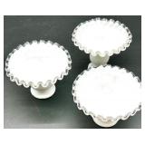 Vintage Fenton Silver Crest Glass Ruffled Edge Dishes - QTY 5