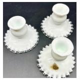 Vintage Fenton Silver Crest Glass Ruffled Edge Dishes - QTY 5