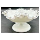 Vintage Fenton Milk Glass Silver Crest
