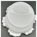 Vintage Fenton Milk Glass Silver Crest