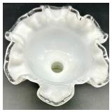 Vintage Fenton Milk Glass Silver Crest