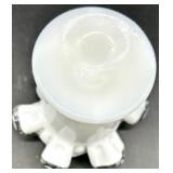 Vintage Fenton Milk Glass Silver Crest