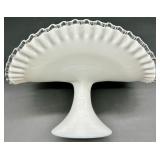 Vintage Fenton Banana Boat Bowl & Candlesticks - Silver Crest Glass