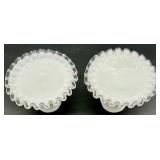 Vintage Fenton Banana Boat Bowl & Candlesticks - Silver Crest Glass