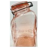 Pink Depression Glass Jars with Grapes Embossed Pattern & Clamp-Lid Closures