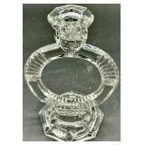 Libochovice - Vintage Art Deco Clear Glass Ring Candlesticks - Czech