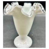 Vintage Fenton Silver Crest Glass - Two Vases and Bon Bon Dish/Bowl