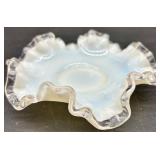 Vintage Fenton Silver Crest Glass - Two Vases and Bon Bon Dish/Bowl