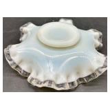 Vintage Fenton Silver Crest Glass - Two Vases and Bon Bon Dish/Bowl