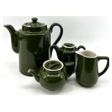Vintage Hall China Olive Green Teapot Set - Made in USA