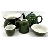 Vintage Hall China Green Teapot Set 391 - Made in USA - Including Teapot With Lid