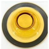 Vintage Cambridge Console Bowl and Amber Czech Candlewick Divided Relish Dish