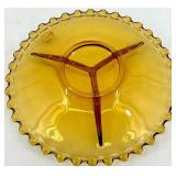 Vintage Cambridge Console Bowl and Amber Czech Candlewick Divided Relish Dish