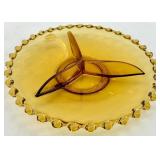 Vintage Cambridge Console Bowl and Amber Czech Candlewick Divided Relish Dish