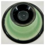 Indiana Glass Vintage Art Deco Green Candlesticks & Compote Bowl