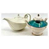 Vintage Arthur Wood Teapot Turquoise Glaze & Hall White Teapot