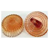 Vintage Amber Jeanette Swan Powder Jar, Candle holders and plates