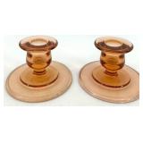 Vintage Amber Jeanette Swan Powder Jar, Candle holders and plates