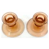 Vintage Amber Jeanette Swan Powder Jar, Candle holders and plates