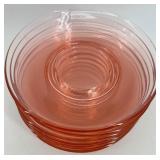 Vintage Pink Depression Glassware Set - Cups & Saucers, Bowls, Plates & Goblets