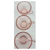 Vintage Pink Depression Glassware Set - Cups & Saucers, Bowls, Plates & Goblets