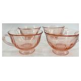 Vintage Pink Depression Glassware Set - Cups & Saucers, Bowls, Plates & Goblets
