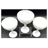 Vintage Fostoria Wistar Milk Glass Compotes, Sugar, Creamer, and More