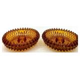 Amber Glass Starburst Edge Dishes & Candlesticks Set - 8-Piece Amber Glass including Indiana