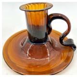 Amber Glass Starburst Edge Dishes & Candlesticks Set - 8-Piece Amber Glass including Indiana