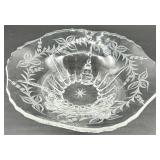 Vintage Crystal Glass Centerpiece Set including Heisey - 3-Piece Footed Dishes with Leaf & Crown Etching