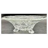 Vintage Crystal Glass Centerpiece Set including Heisey - 3-Piece Footed Dishes with Leaf & Crown Etching
