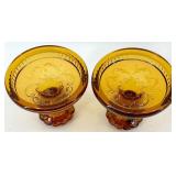 Vintage Assorted Amber Glass Candlesticks - 4 Pair
