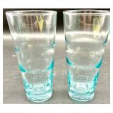 Vintage Libbey - Blue Saturn Optic - Aqua Turquoise Highball Glass Tumblers - 11-Piece Set