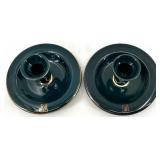 Assorted Vintage Hall China including 461 Teal Creamer and Candle Holders - Made in USA