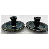 Assorted Vintage Hall China including 461 Teal Creamer and Candle Holders - Made in USA