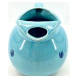 Vintage Cronin Pottery - Blue Tulip Pattern 3-Piece Set: Pitcher, Creamer & Lidded Sugar Bowl