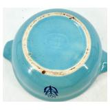 Vintage Cronin Pottery Blue Tulip Pattern Turquoise Lidded Pot Set