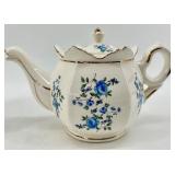 Vintage Castle Japan Blue Rose Teapot & Warmer Set with Lid - Floral Porcelain