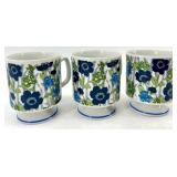 Vintage Flower Garden Japan Teapot & 3 Mugs Set